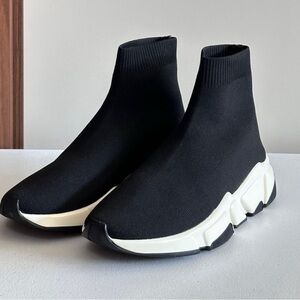 Steve Madden ❤️ Black Sock Sneakers with White Soles